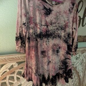 Tie-Dye Women's Top - Pink and Black